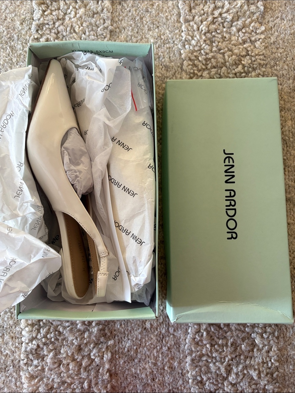 Jenn Ardor Cream Pointed Leather Slingback Pumps